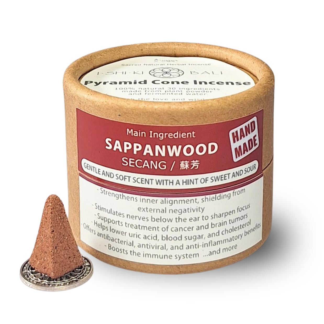 Pyramid Cone Incense with Holder - Sappanwood (Secang): 12 Cones. Sacred Natural Herbal Incense by ISHIKI-BALI. - Image 2