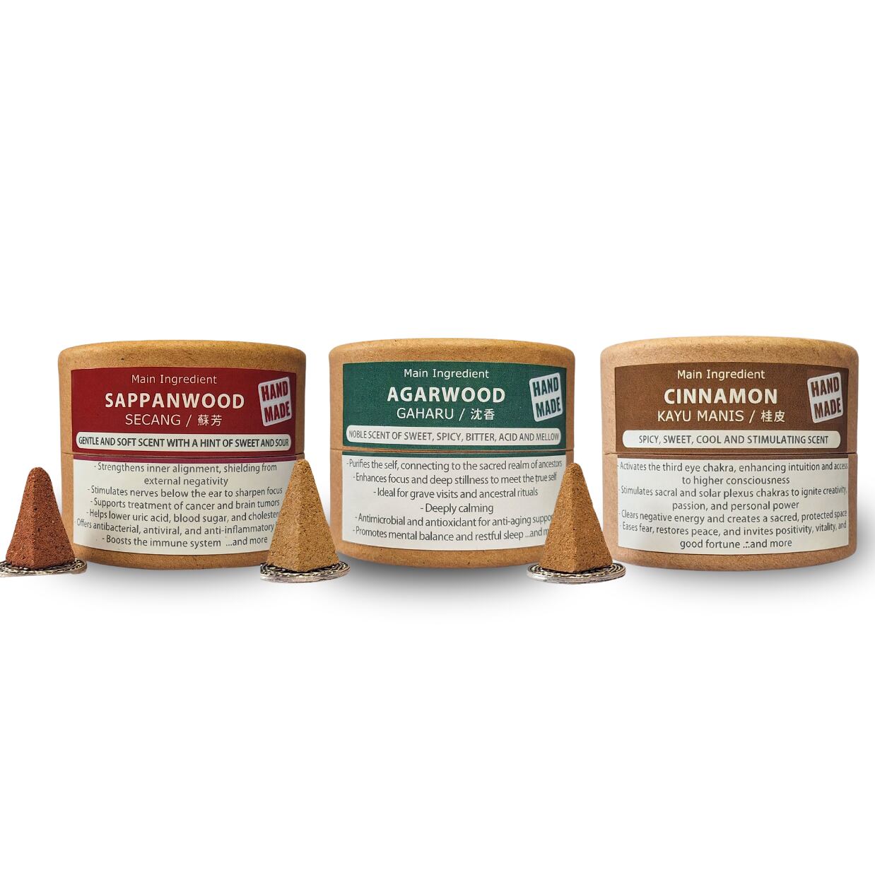 Pyramid Cone Incense with Holder - Sappanwood (Secang): 12 Cones. Sacred Natural Herbal Incense by ISHIKI-BALI. - Image 8