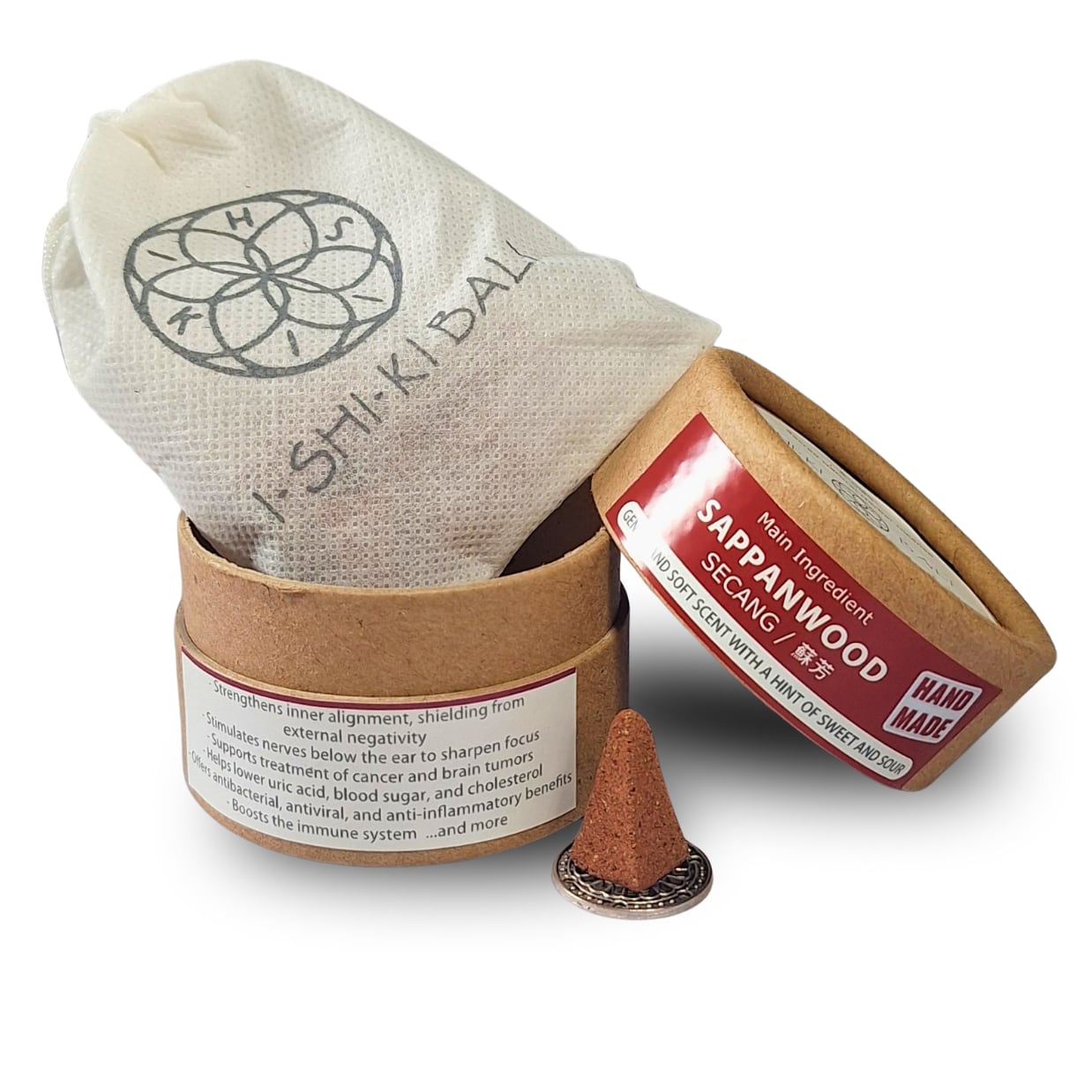 Pyramid Cone Incense with Holder - Sappanwood (Secang): 12 Cones. Sacred Natural Herbal Incense by ISHIKI-BALI. - Image 4