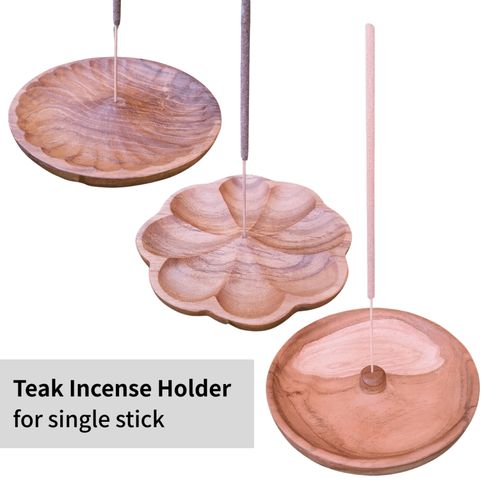 Handmade Teak Wood Incense Holder | Minimalist Circle & Flower Designs for Stick Incense